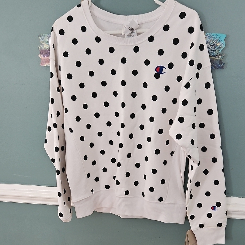 Champion White and Black Dot Sweatshirt